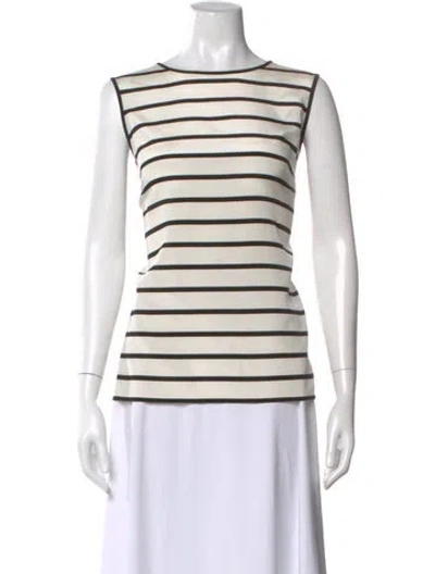 Pre-owned St John Silk Striped Top In Neutral