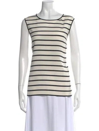 Pre-owned St John Silk Striped Top In Neutral