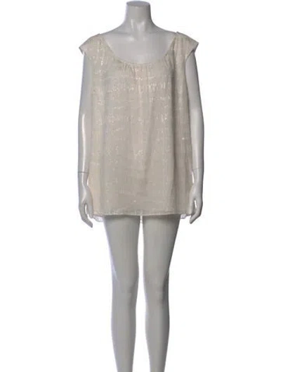 Pre-owned St John Silk Striped Top In Neutral