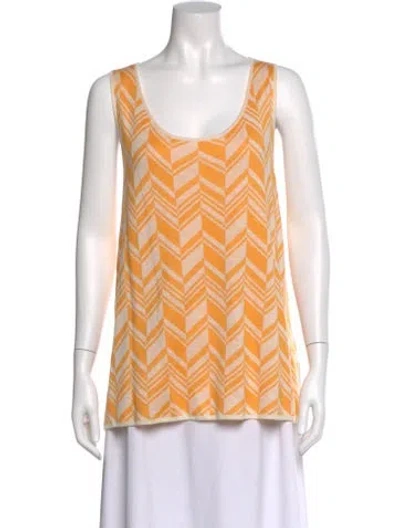 Pre-owned St John Silk Striped Top In Orange