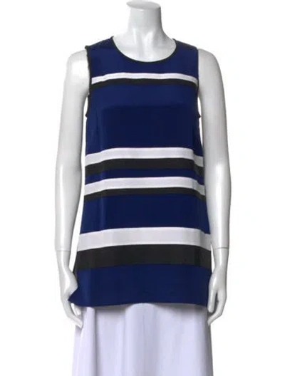 Pre-owned St John Silk Striped Tunic In Blue