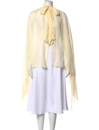 Pre-owned St John Silk Tie Neck Sweater In Neutral