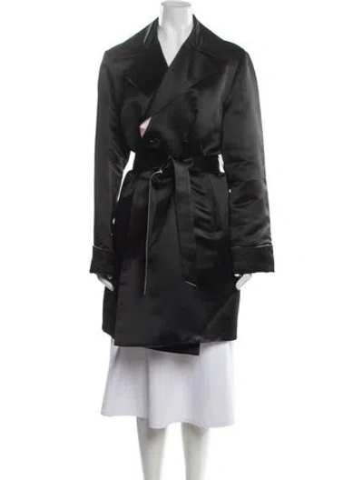 Pre-owned St John Silk Trench Coat In Black
