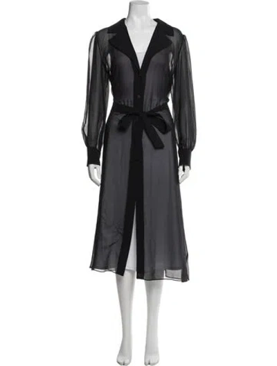 Pre-owned St John Silk Trench Coat In Blue
