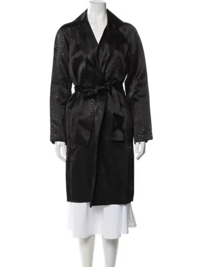 Pre-owned St John Silk Trench Coat In Gray