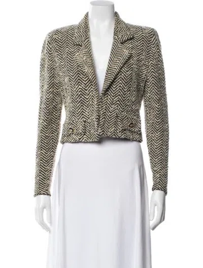 Pre-owned St John Silk Tweed Pattern Blazer In Gray