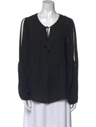 Pre-owned St John Silk V-neck Blouse In Black