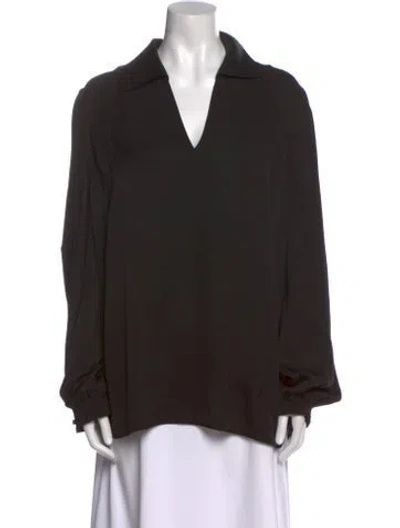 Pre-owned St John Silk V-neck Blouse In Black