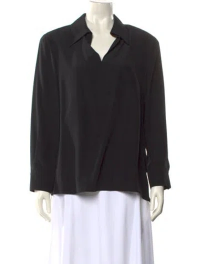 Pre-owned St John Silk V-neck Blouse In Black
