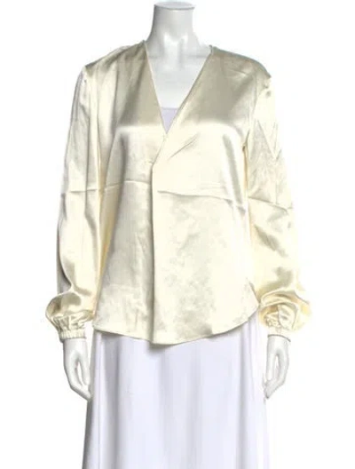 Pre-owned St John Silk V-neck Blouse In Neutral