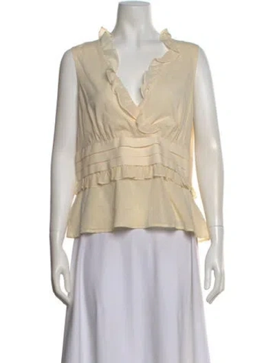 Pre-owned St John Silk V-neck Blouse In Neutral