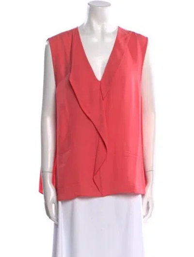 Pre-owned St John Silk V-neck Blouse In Pink