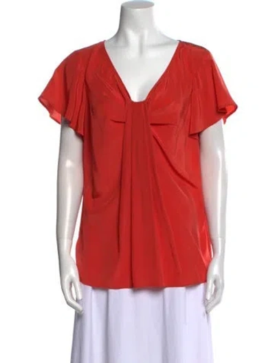 Pre-owned St John Silk V-neck Blouse In Pink