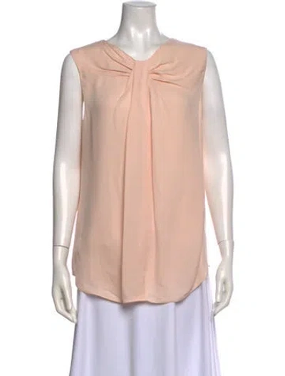 Pre-owned St John Silk V-neck Blouse In Pink