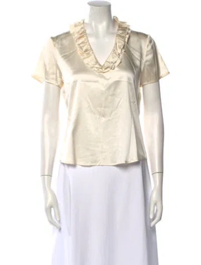 Pre-owned St John Silk V-neck Polo In Neutral