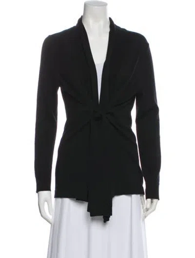 Pre-owned St John Silk V-neck Sweater In Black