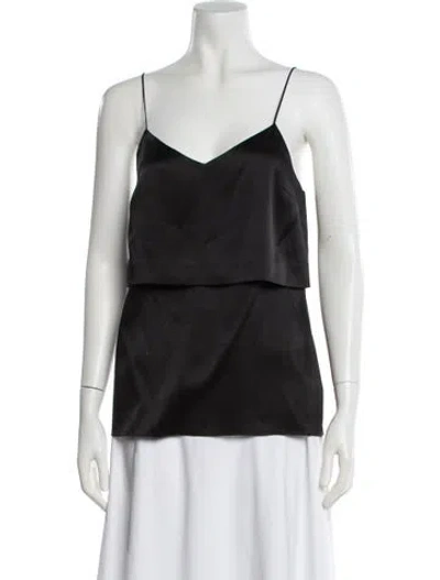 Pre-owned St John Silk V-neck Top In Black