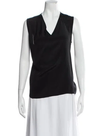 Pre-owned St John Silk V-neck Top In Black
