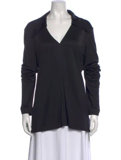 Pre-owned St John Silk V-neck Top In Black