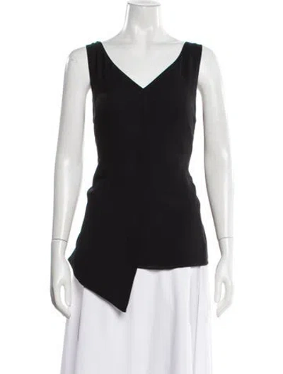 Pre-owned St John Silk V-neck Top In Black