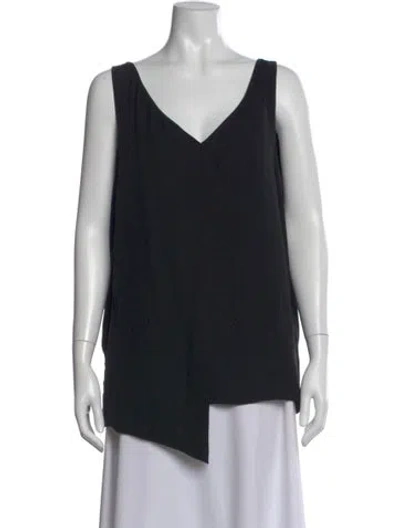 Pre-owned St John Silk V-neck Top In Black
