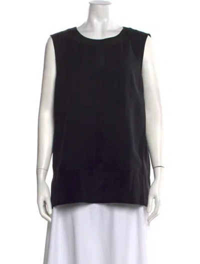 Pre-owned St John Silk V-neck Top In Black
