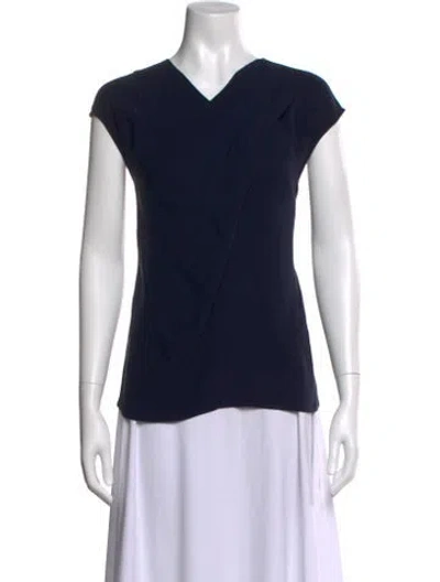 Pre-owned St John Silk V-neck Top In Blue