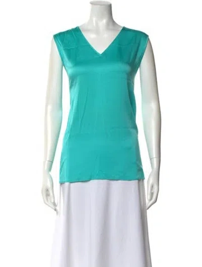 Pre-owned St John Silk V-neck Top In Multi