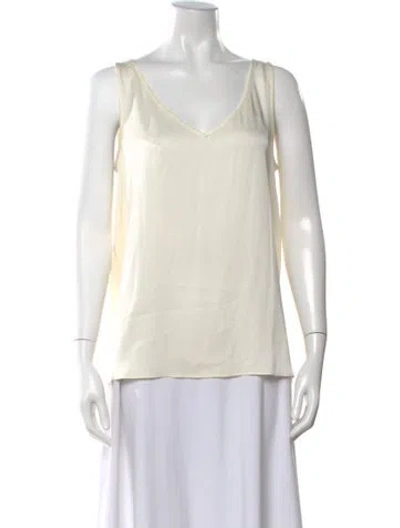 Pre-owned St John Silk V-neck Top In Neutral