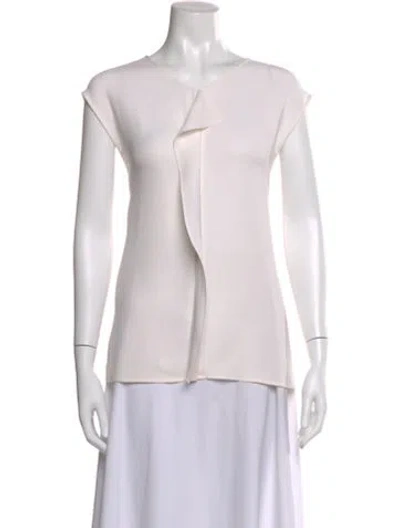 Pre-owned St John Silk V-neck Top In Neutral