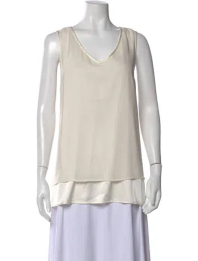 Pre-owned St John Silk V-neck Top In Neutral