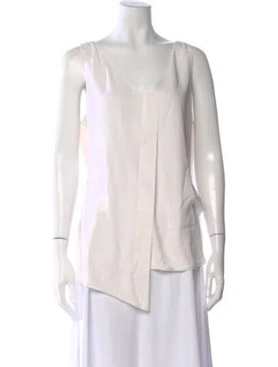 Pre-owned St John Silk V-neck Top In Neutral