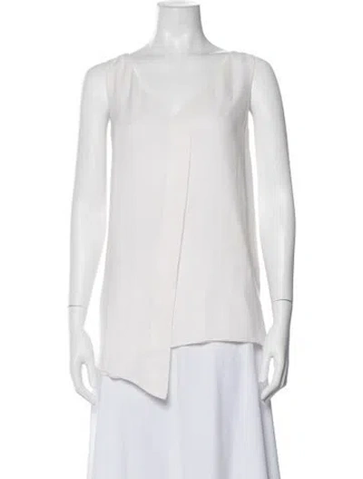 Pre-owned St John Silk V-neck Top In Neutral