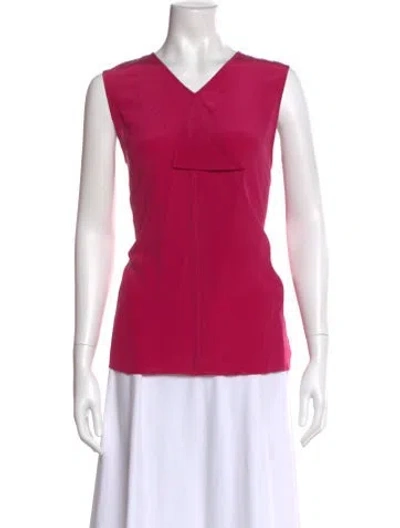 Pre-owned St John Silk V-neck Top In Pink