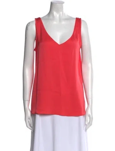 Pre-owned St John Silk V-neck Top In Pink