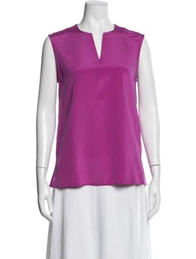 Pre-owned St John Silk V-neck Top In Purple