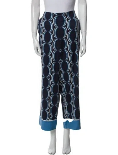 Pre-owned St John Silk Wide Leg Pants In Blue