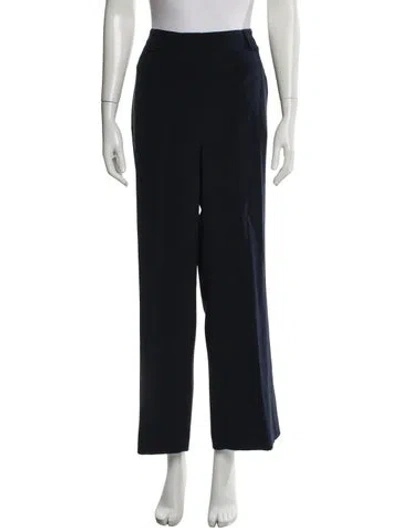 Pre-owned St John Silk Wide Leg Pants In Blue