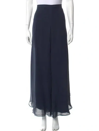 Pre-owned St John Silk Wide Leg Pants In Blue