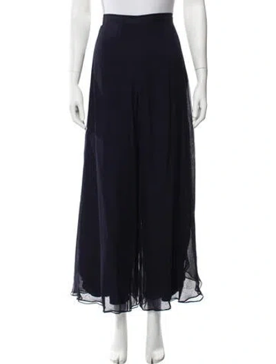 Pre-owned St John Silk Wide Leg Pants In Blue