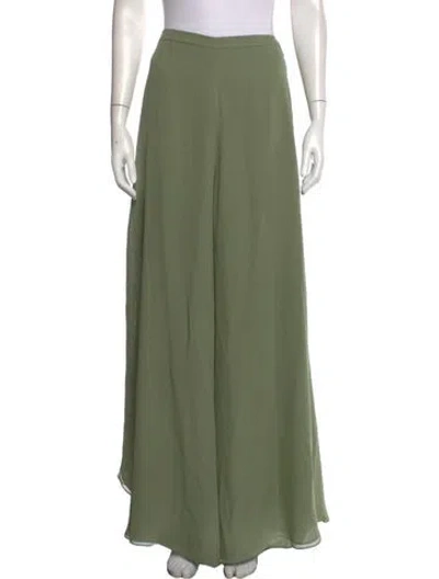 Pre-owned St John Silk Wide Leg Pants In Green