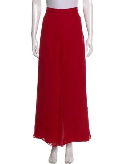 Pre-owned St John Silk Wide Leg Pants In Red