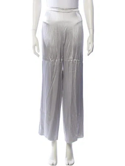Pre-owned St John Silk Wide Leg Pants In White