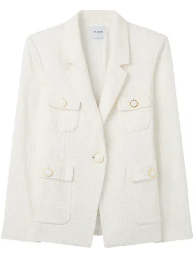 St John Stretch Tweed Suiting Jacket In Iv00