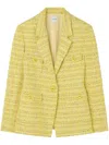 St John St. John Collection Metallic Tweed One-button Jacket In Yellow