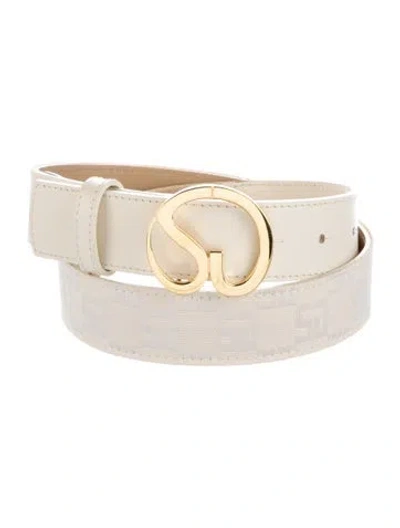 Pre-owned St John Skinny Canvas Waist Belt In Neutral