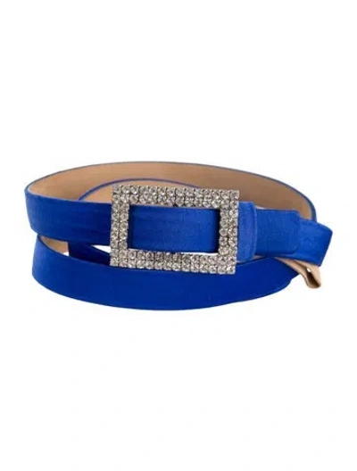Pre-owned St John Skinny Crystal Embellishments Belt In Blue