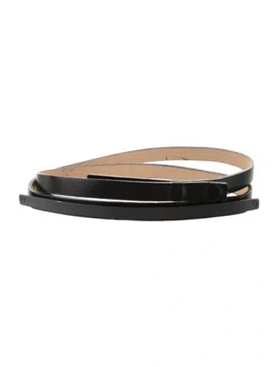 Pre-owned St John Skinny Leather Belt In Black