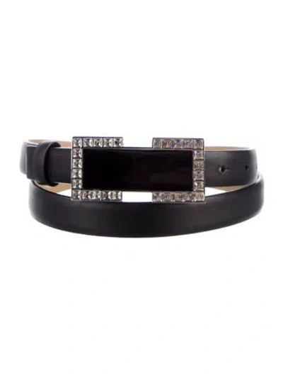 Pre-owned St John Skinny Leather Belt In Black