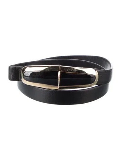 Pre-owned St John Skinny Leather Belt In Black